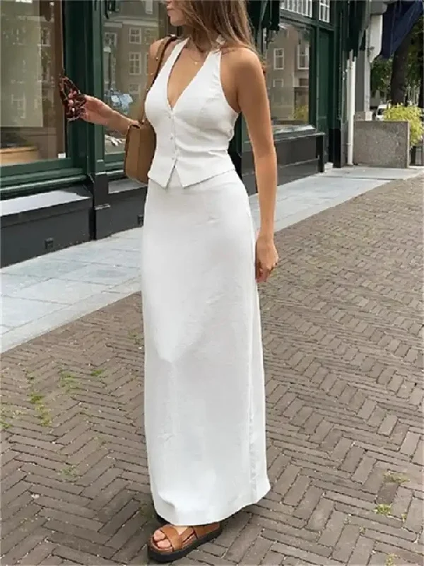 Ira Statement Vest Suit with Skirt Country