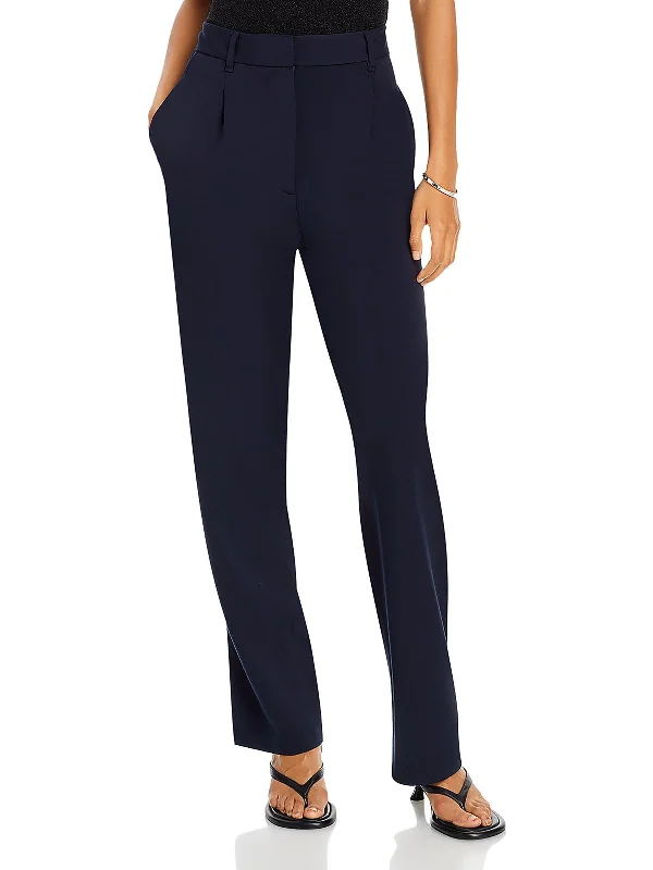 Irina Womens High Rise Pleated Wide Leg Pants Sporty Women's Athleisure 