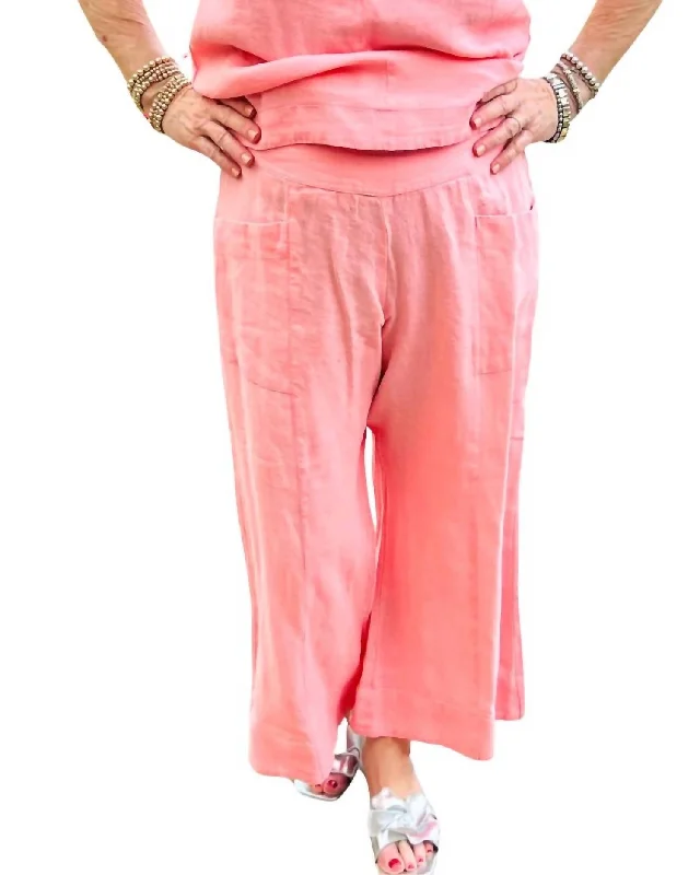 Linen Slouch Pocket Pant In Geranium Sleek Women's 