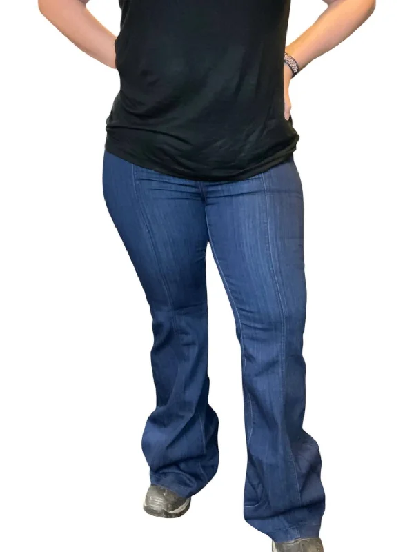 Morticia Pull On Flare Jeans In Denim Practical Women's Quick - dry