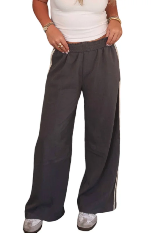 Off Track Bottom Pants In Gray Athletic Women's High - 