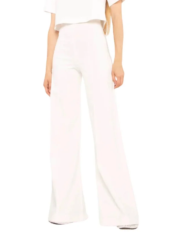 Ponte Knit Wide Leg Pant In Off-White Contemporary 
