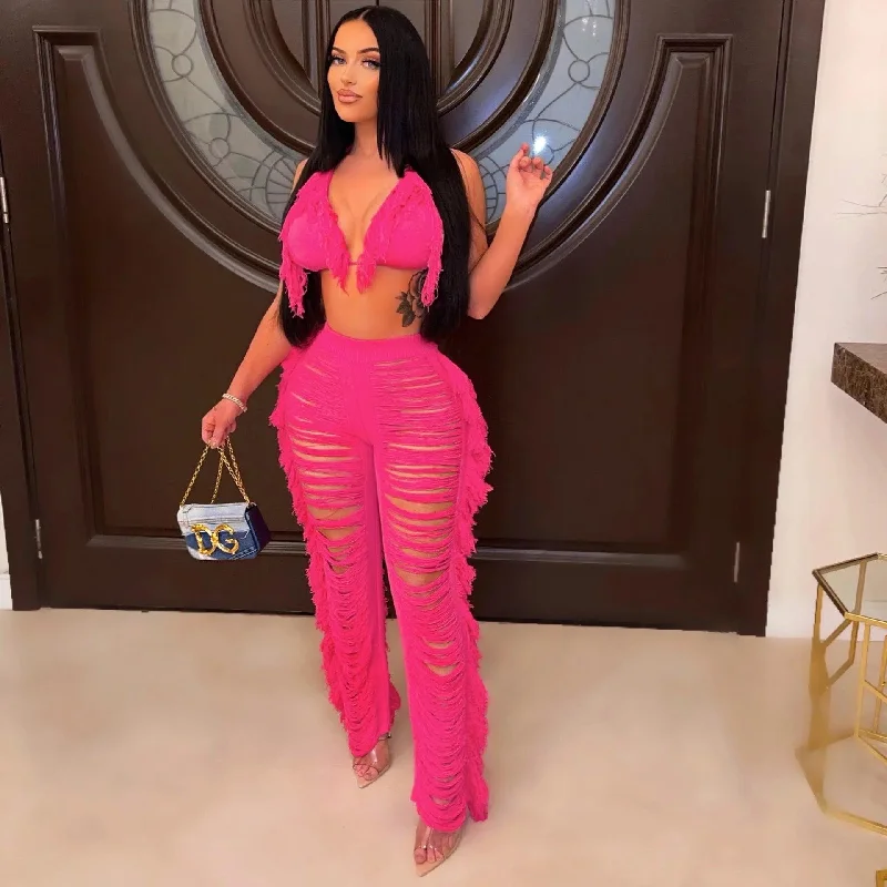 Rihanna Top and Pants Resortwear Set Sharp Women's Italian