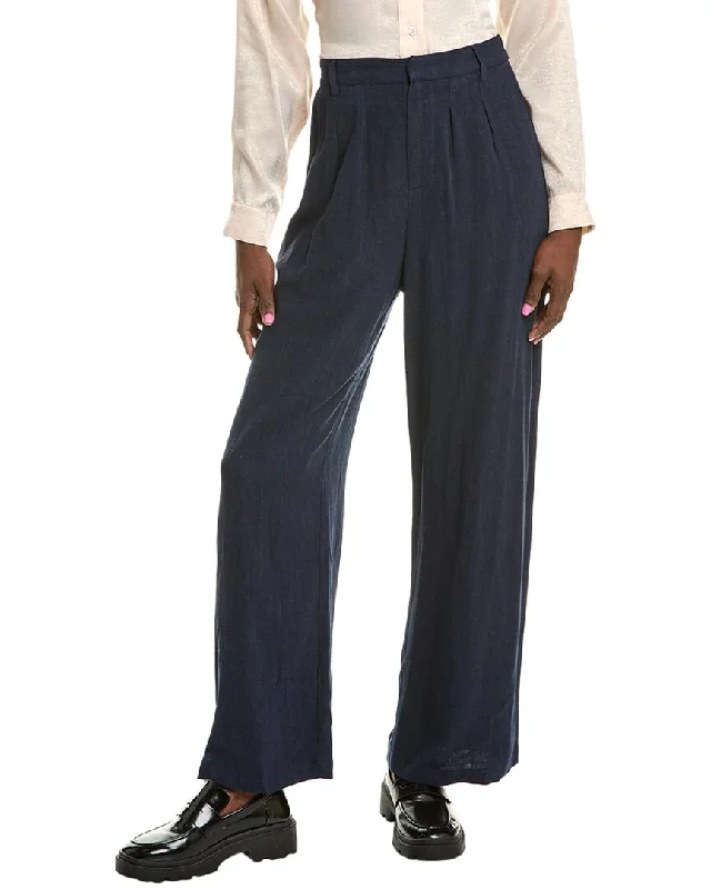 Sadie & Sage Sandy Cove Pleated Linen-Blend Pant Dapper Women's Bow - adorned
