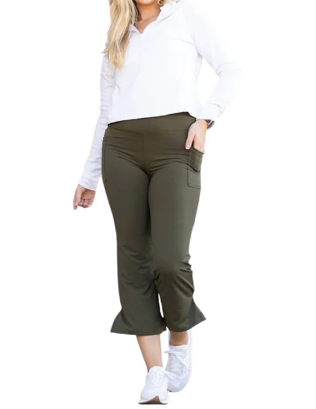 Shyla High Waisted Gaucho Pants In Olive Sleek Women's 