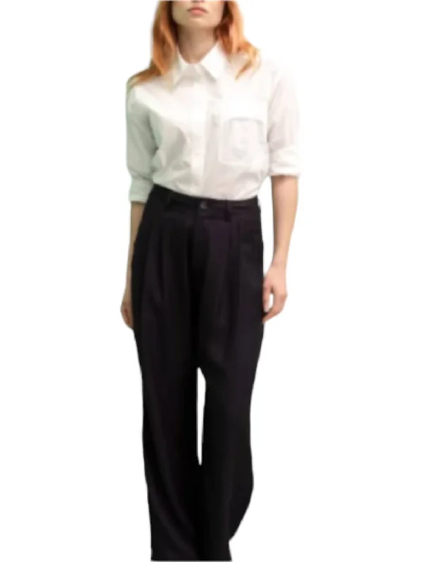 Stride Wide Leg Pants In Black Cozy Women's Sherpa - lined