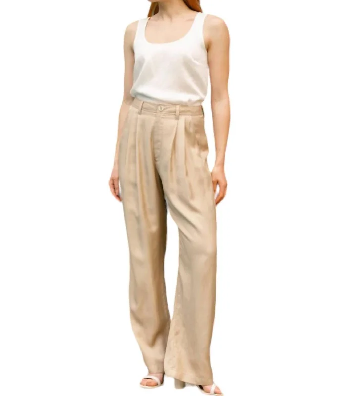 Stride Wide Leg Pants In Tan Earthy Women's Hemp - based