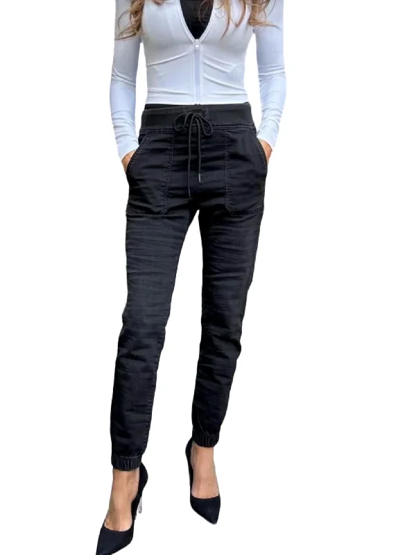 Tali Pants In Black Denim Athletic Women's High - 