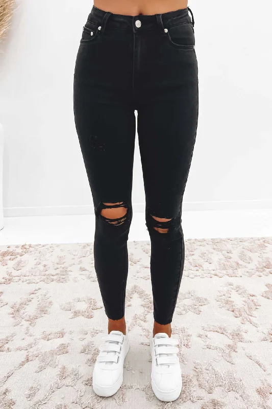 The Mid Skinny Jean Washed Black Trash Geometric