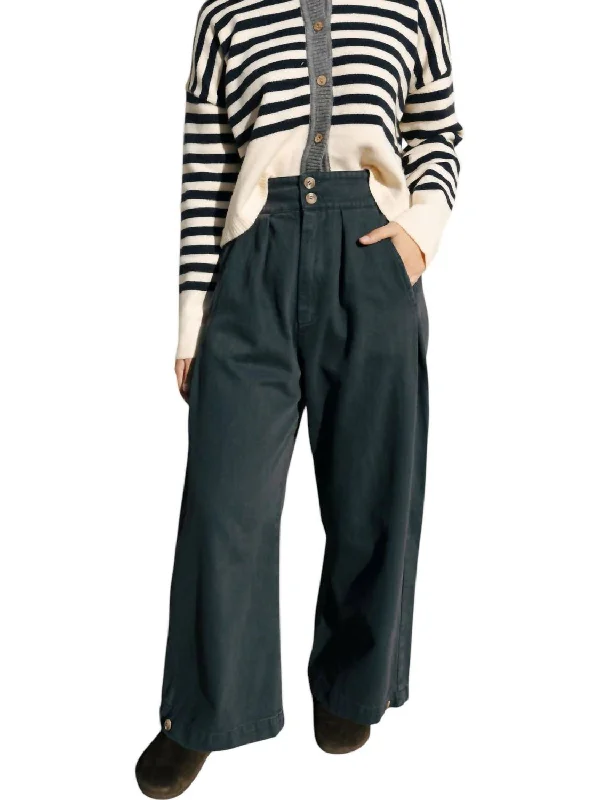 Wide Leg Pants In Charcoal Laid - back Women's Style