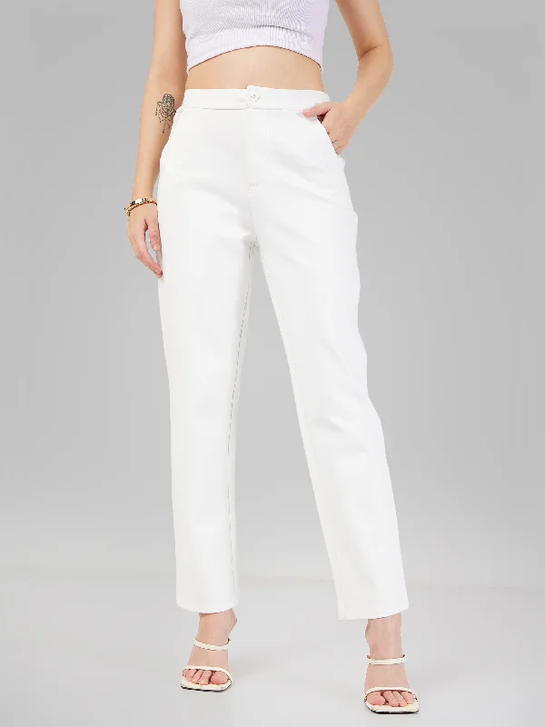 Women White Roma Tapered Pants Refined Women's Classic 