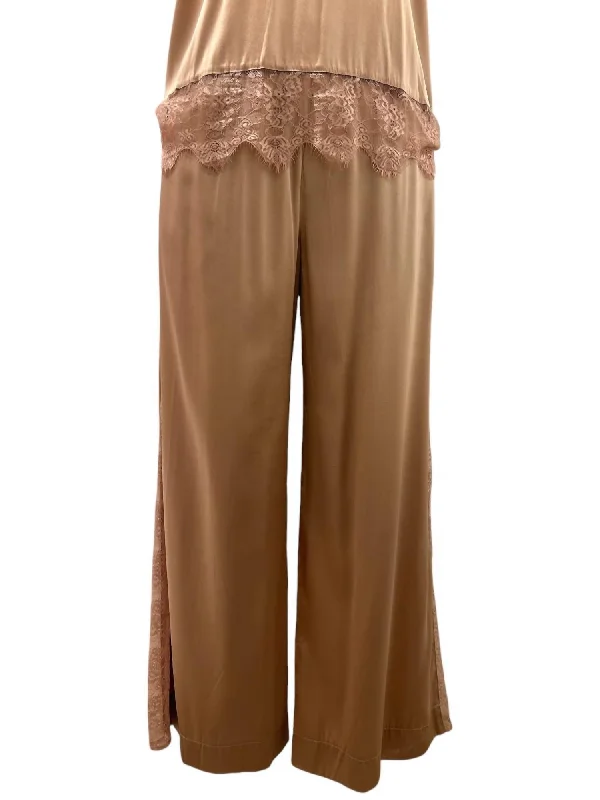 Women's Brya Silk & Lace Trousers In Malt Polished Women's Silk