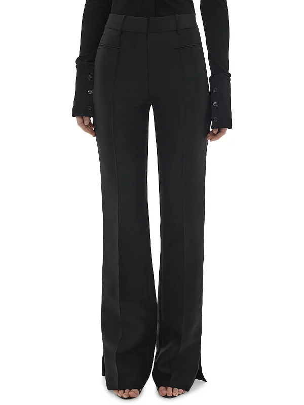 Womens Linen Blend Office Straight Leg Pants Women