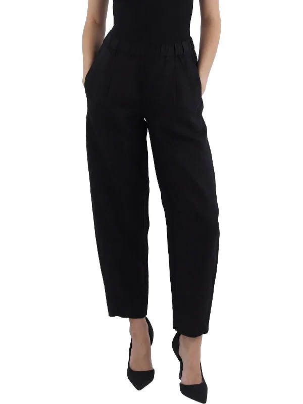 Womens Linen Pleated Ankle Pants Sleek Women's 
