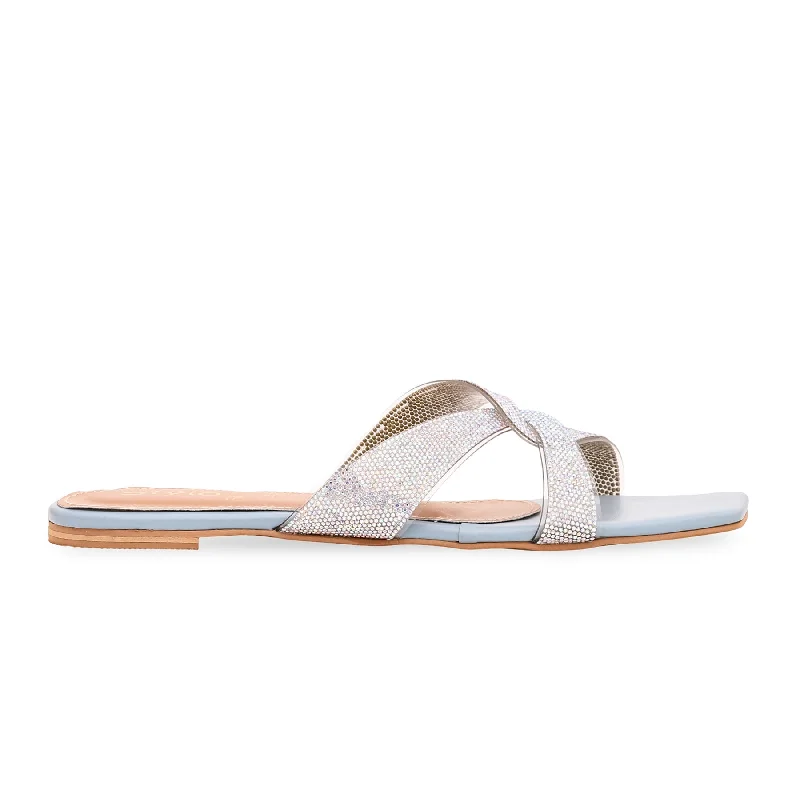 Sky Blue Fancy Slipper FN7710 Buckle -