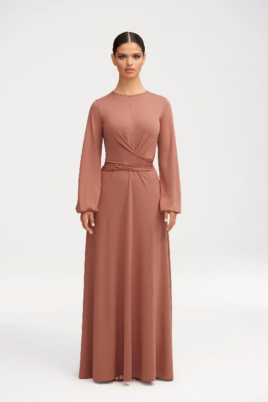 Alice Jersey Tie Waist Maxi Dress - Dusty Rose Dynamic Women's Moto