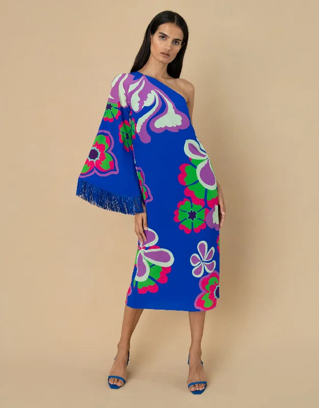 Aubrey Crepe Midi Dress - Seventies Blue - SALE Business