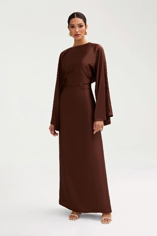 Batool Satin Maxi Dress - Chocolate garde