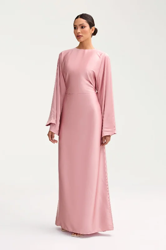 Batool Satin Maxi Dress - Pink Chai Australian Beach