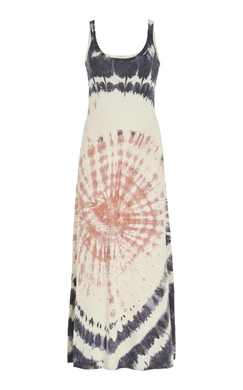 Beca Knit Midi Dress in Deep Bordeaux Multi Tie Dye Cashmere Dynamic Women's Moto