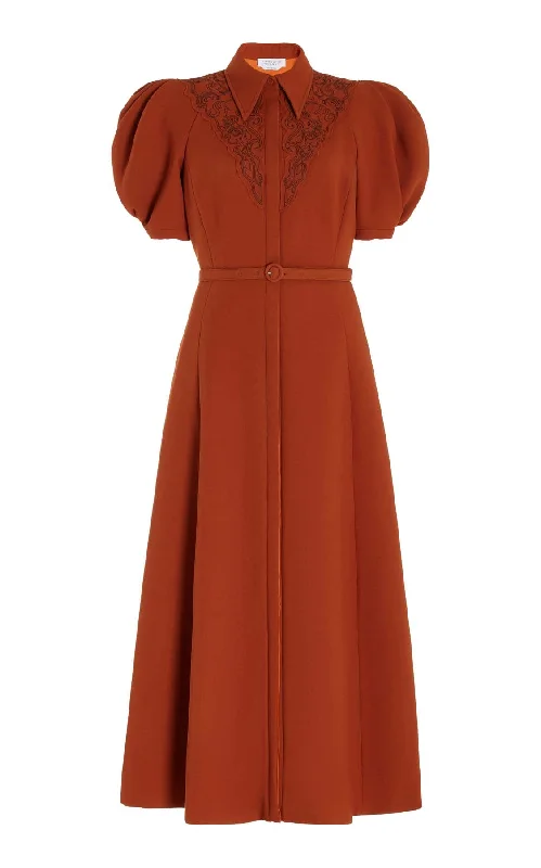 Billy Dress in Red Clay Double-Face Wool Crepe Athletic Women's 