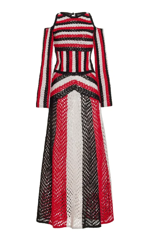 Carr Macrame Dress in Red Multi Wool Practical Women's Multi - 