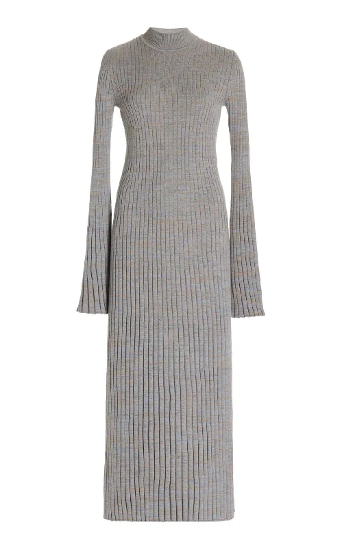 Castor Knit Dress in Light Blue Melange Cashmere Laid - back Women's Style