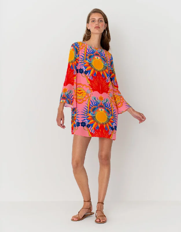 Cocoa Crepe Mini Dress - Sun Goddess Peach Practical Women's Multi - 