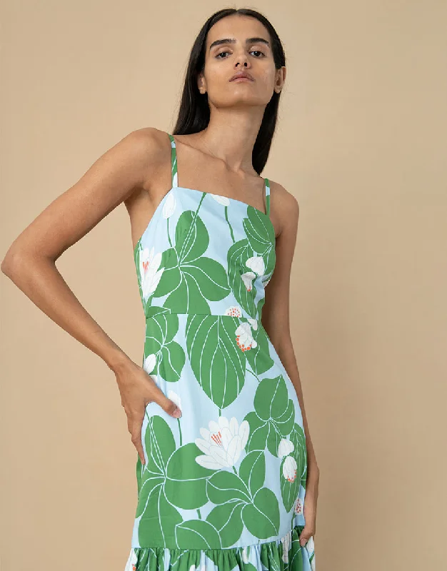 Cordiela Cotton Maxi Dress - Waterlily Green - SALE Cool Women's Distressed