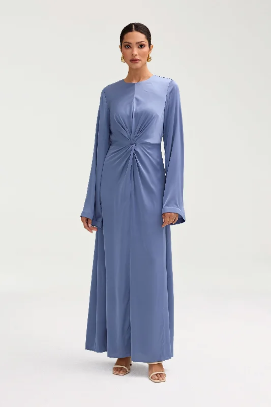 Duha Satin Twist Front Maxi Dress - Dusty Blue Traditional Women's 