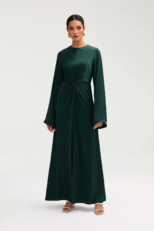 Duha Satin Twist Front Maxi Dress - Emerald French