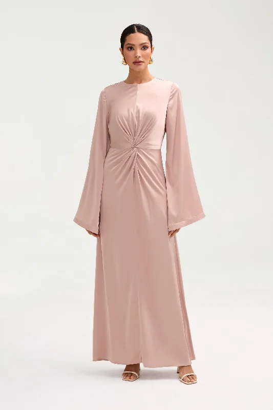 Duha Satin Twist Front Maxi Dress - Pink Jasmine Casual Women's Japanese 