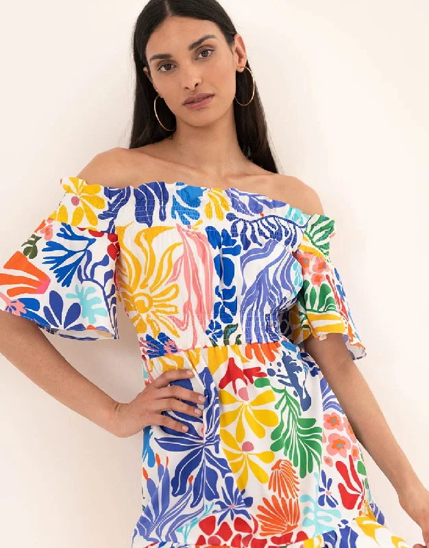Elena Cotton Maxi Dress - Sea Sunbath White Practical Women's Quick - dry