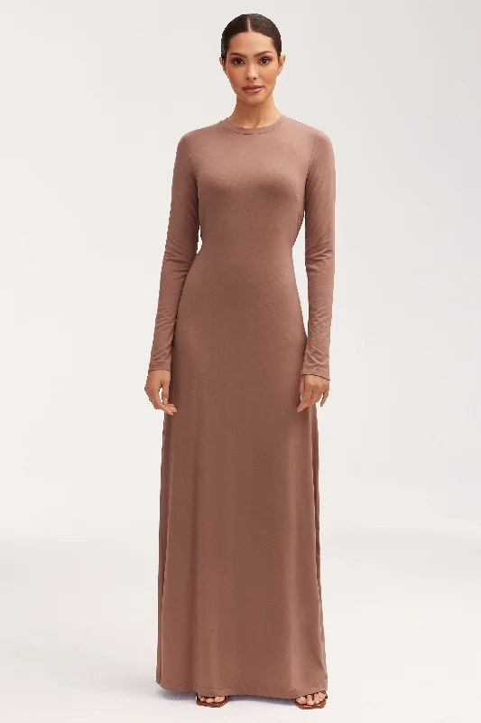 Essential Bamboo Jersey Maxi Dress - Deep Taupe Laid - back Women's Vibe