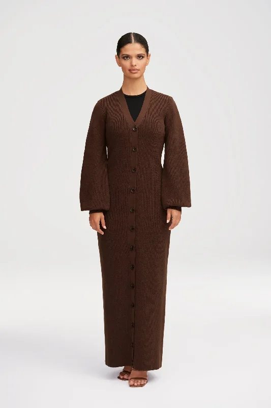 Evelyn Button Down Knit Maxi Cardigan Dress Dynamic Women's High - energy