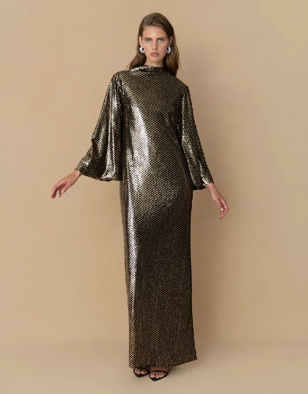 Finley Sequin Maxi Dress - Gold/Black - SALE Unique Women's Upcycled