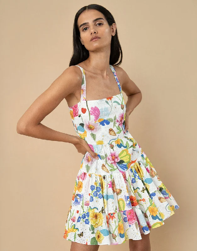 Freddie Broderie Anglaise Mini Dress - Juayua White - SALE Monochromatic All - in - one