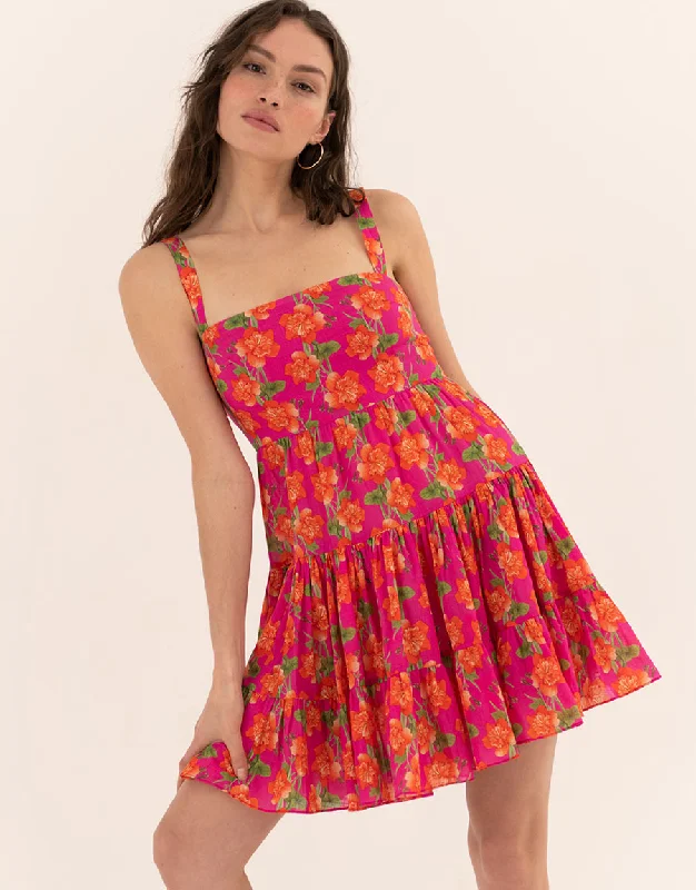 Freddie Cotton Mini Dress - Sugar Tip Fuschia Bold Women's Animal Print