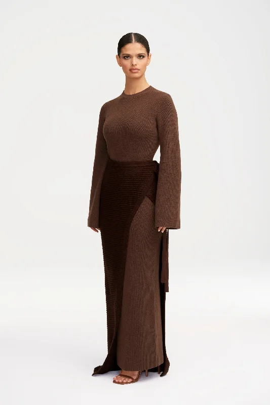 Grace Knit Maxi Dress & Wrap Skirt Set Tough Women's Military - inspired