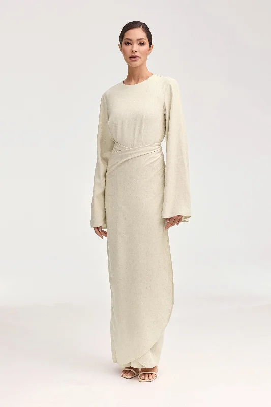 Hanadi Wrap Maxi Dress - Beige Compression