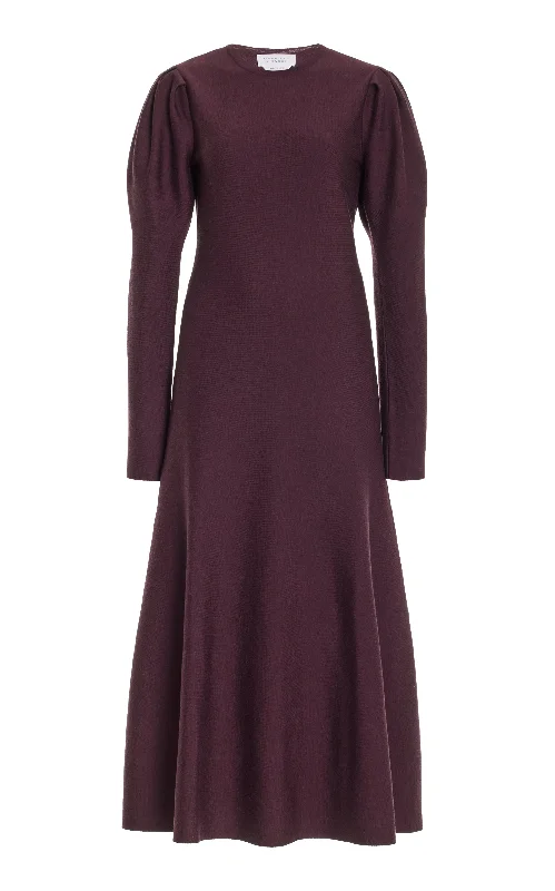 Hannah Knit Maxi Dress in Deep Bordeaux Merino Wool Cashmere Relaxed Women's 