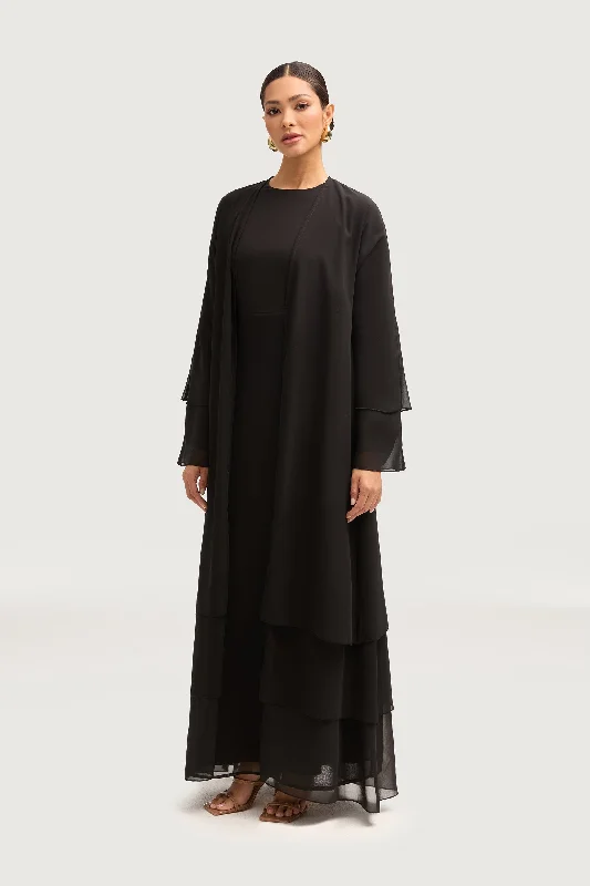 Hawa Two Piece Abaya & Dress Set - Black Luxurious Women's High -  end