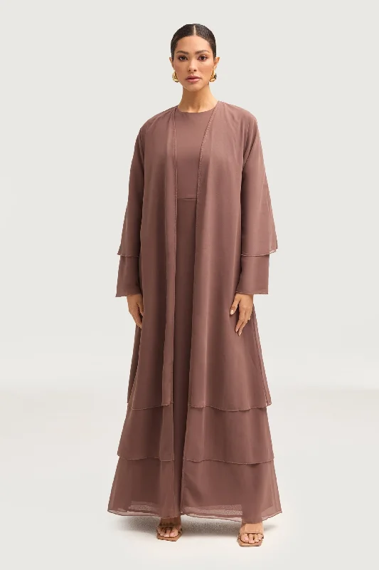Hawa Two Piece Abaya & Dress Set - Deep Taupe Sharp Women's Italian