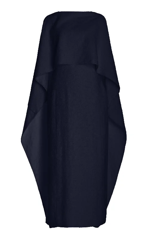 Hunter Dress in Dark Navy Cashmere Silk Youthful Women's Pop