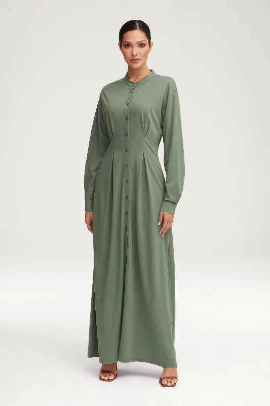 Ivy Jersey Button Down Maxi Dress - Sage Laid - back Women's Style