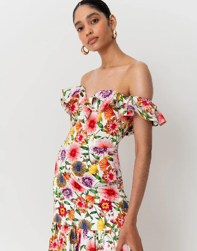 Jazella Cotton Maxi Dress - Summer Garden Pink Monochromatic Office Style