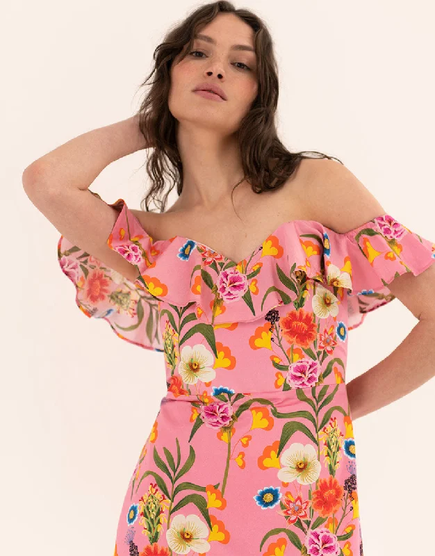 Jazella Cotton Maxi Dress - Vila Floral Pink Sporty Women's Tennis