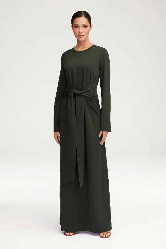 Jersey Tie Front Maxi Dress - Dark Cactus Adventure