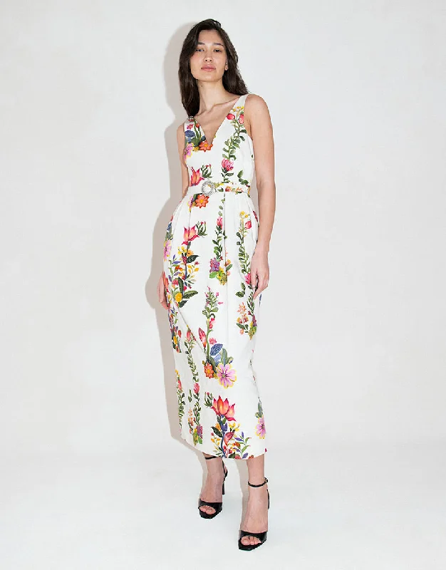 Jules Floral Jacquard Midi Dress - Sierra White Australian Beach