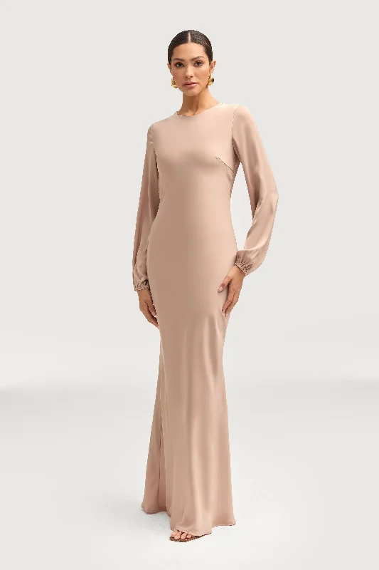 Kamila Satin Maxi Dress - Caffe Refined Women's Velvet
